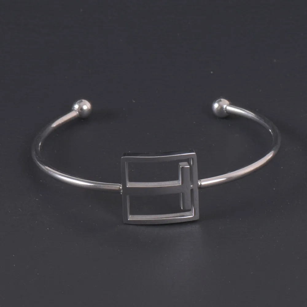 

New Aarrive T Letter Bracelet Stainless Steel Silver Color Name Bangle