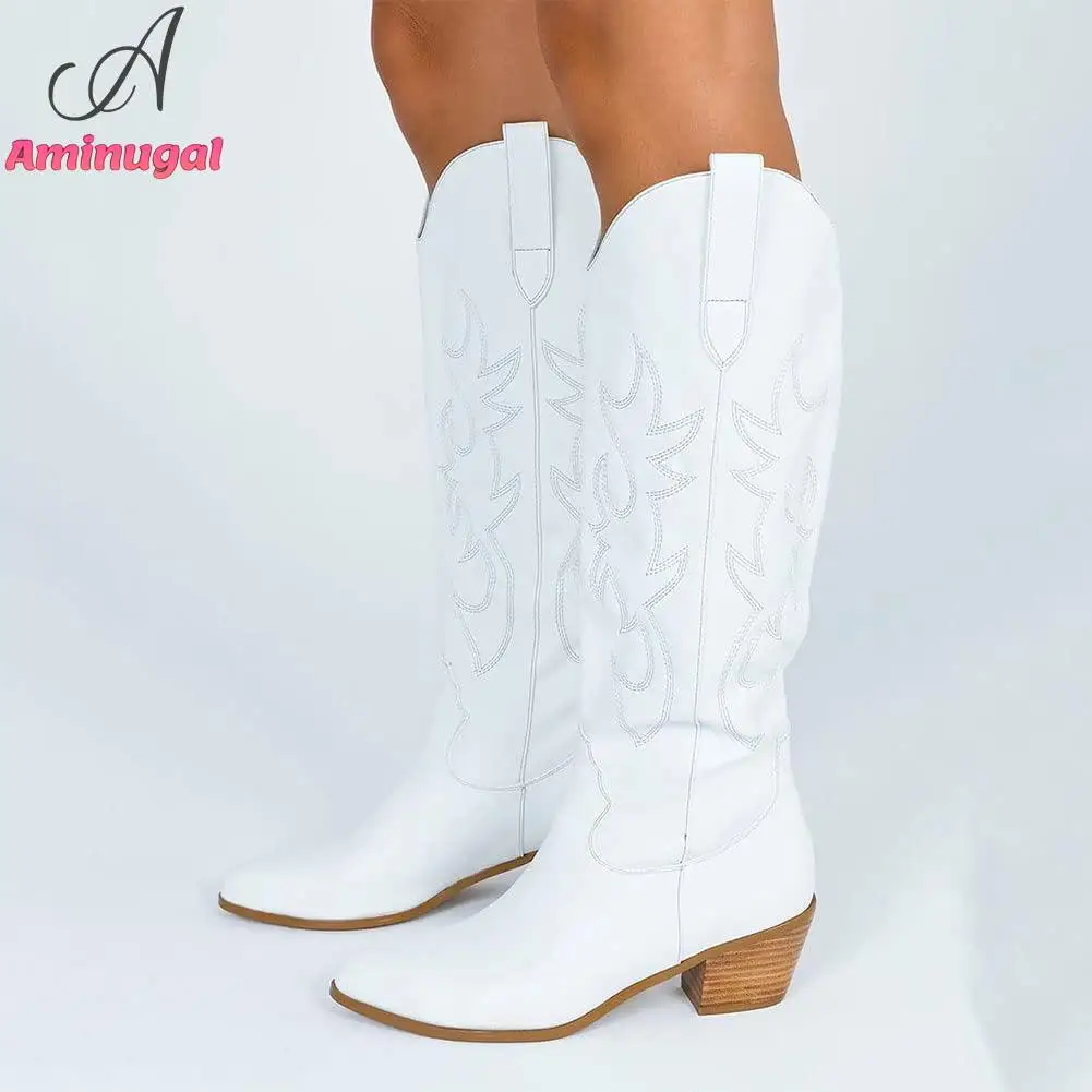 

Cowgirl Western Boots 2023 Brand New Great Quality Cowboy Fashion Chunky Heeled Embroidery Cool Women Knee-high Boots Shoes
