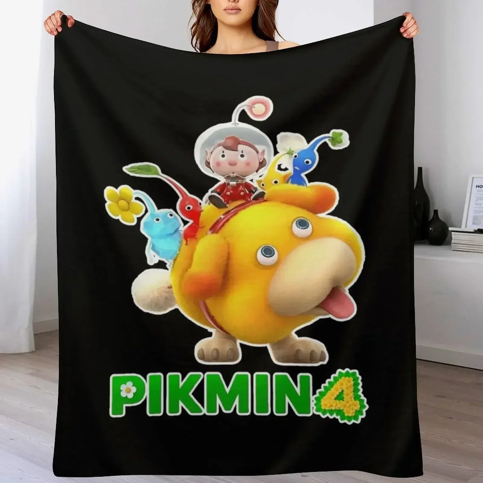 Pikmin 4 Rescue Pup Oatchi 2023 черное одеяло многоцелевое декоративное для зимы