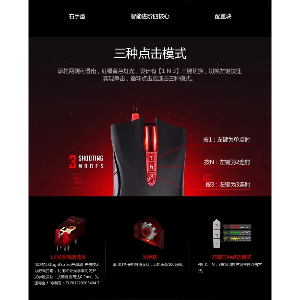 Проводная игровая мышь Bloody A91 USB FPSProgramming противовес блокировка для правой руки