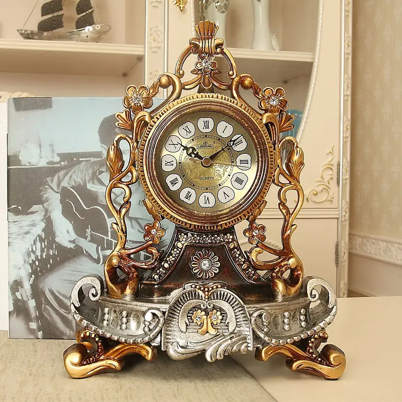 

Table Clock European Style Table Clock Living Room Mute Bedside Table Creative Ornaments Decorative Quartz Clock