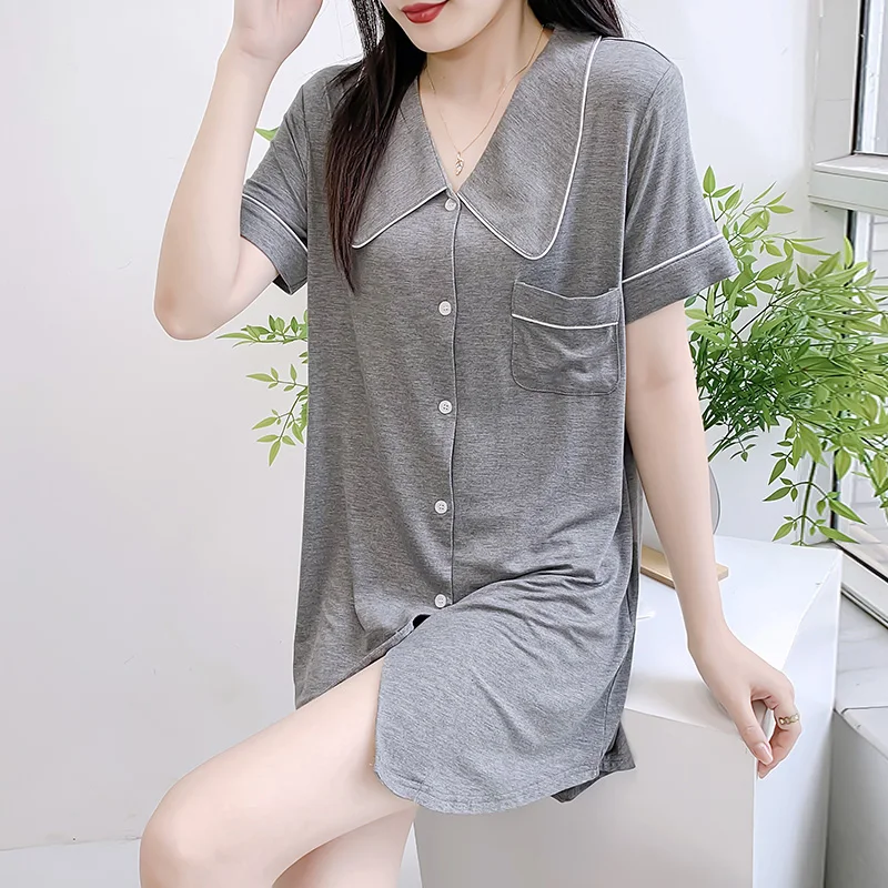 

New Modal Sweet Pajamas, Shirt-Style Sweaters, Thin Cardigan Skirts, Large Size Women's Casual Wear