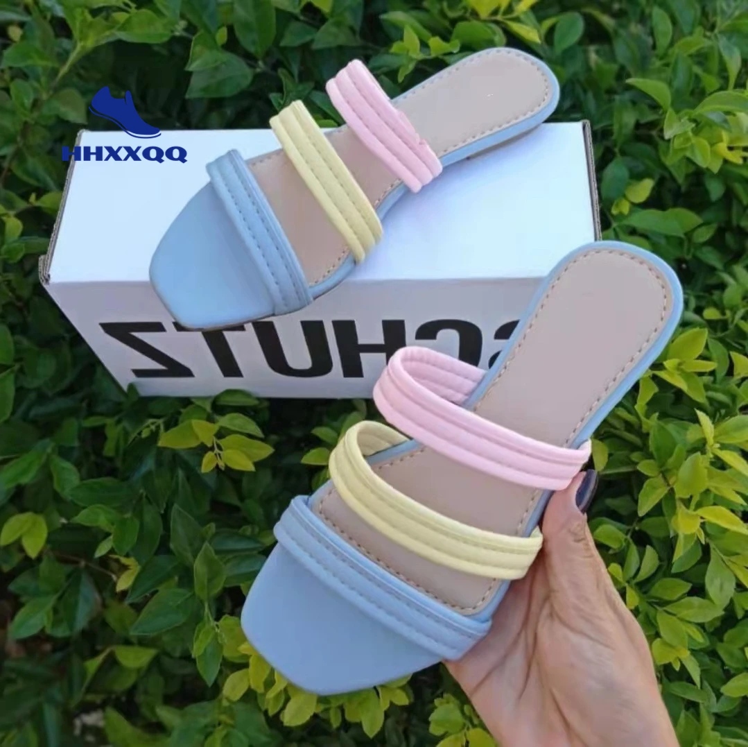 

New 2022 Summer Women Sandals Flats Slippers Casual Shoes Fashion Beach Slides Flip Flop Pink Blue Chaussure Femme