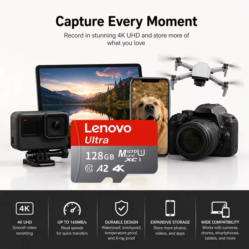 Новая карта памяти Lenovo класса 10, высокая емкость, 1 ТБ, 2 ТБ, SD-карта памяти, флэш-карта Micro TF для компьютерамониторингателефонакамеры (art.: 3920dbd1a97d5) - 3920dbd1a97d5