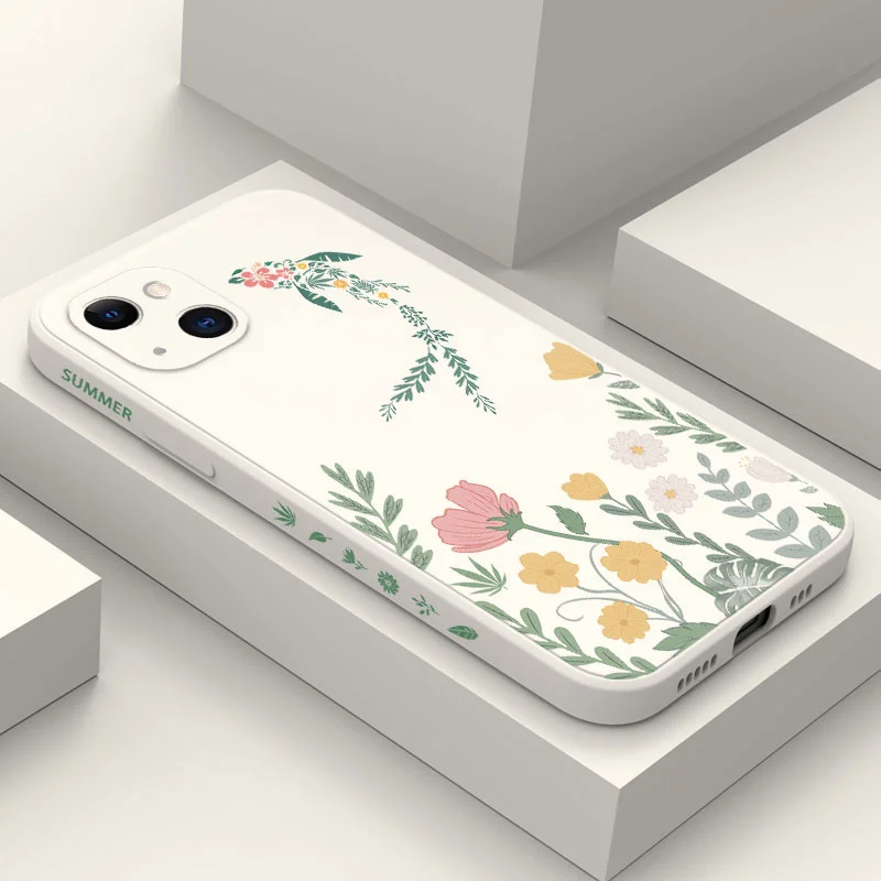 

Creative Plant Phone Case For iPhone 14 13 12 11 Pro Max Mini X XR XS MAX SE2020 8 7 Plus 6 6S Plus Cover