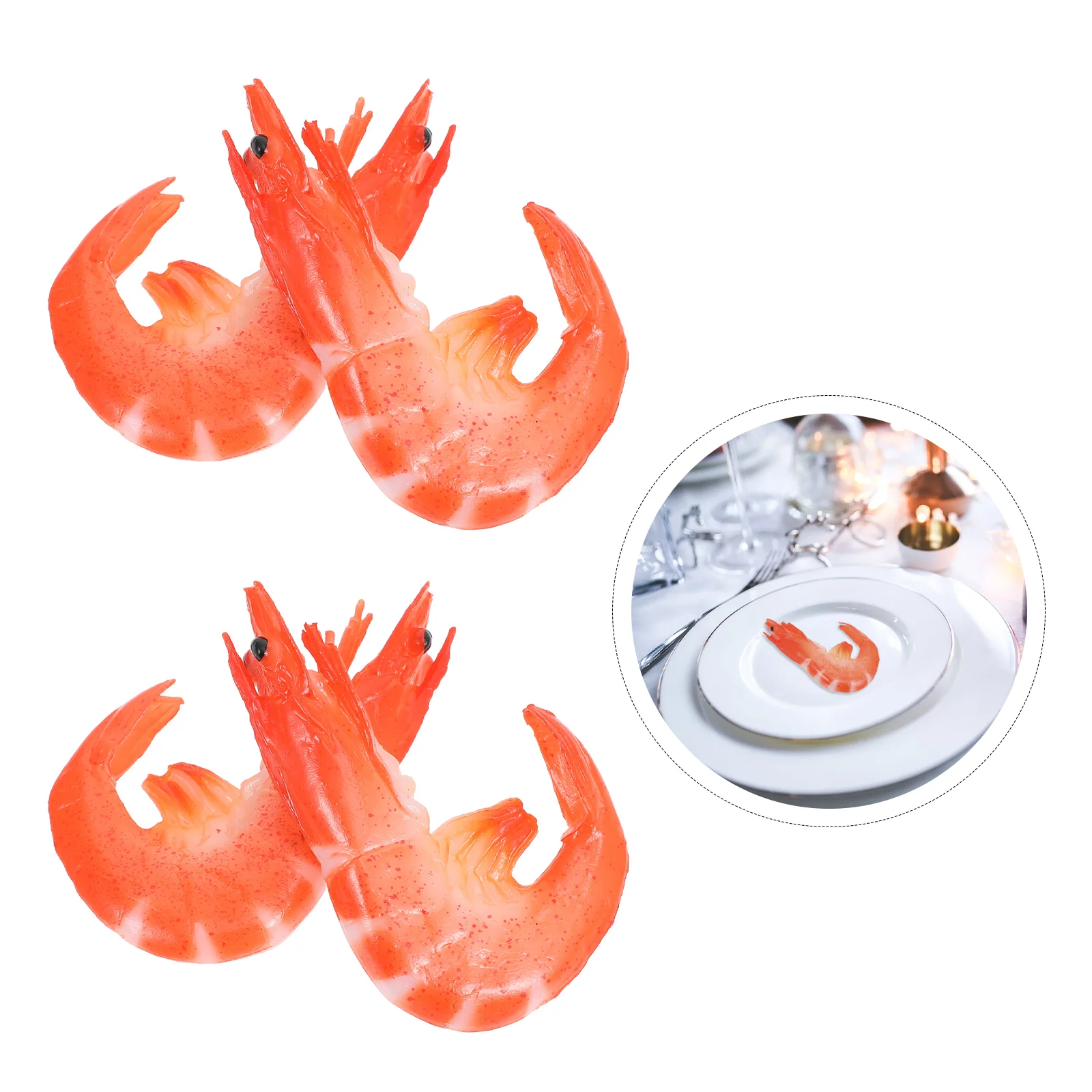 

4 Pcs Simulation Shrimp Model Marine Life Plastic Toy Food Decor Kid Cognitive Ornament Red Home Models Animal Fake Prawn Funny
