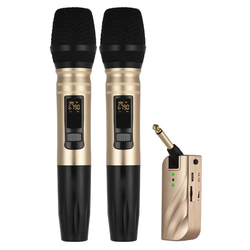 

RISE-Professional-Grade UHF Dual-Band Wireless Handheld Microphone Microphone System Charging Receiver One For Two