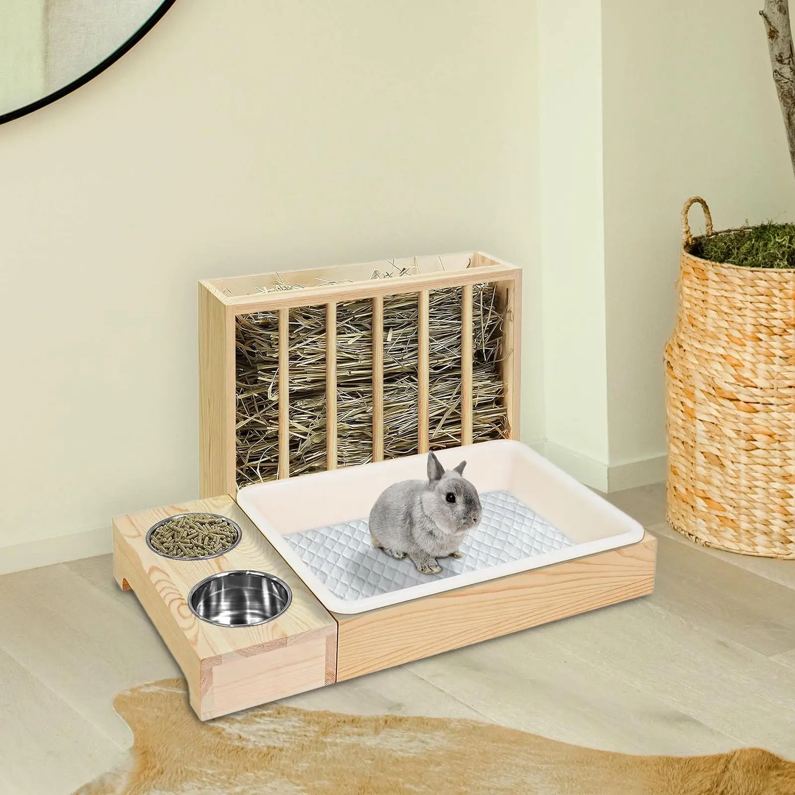 Деревянная подставка в виде зайчика для маленьких животных