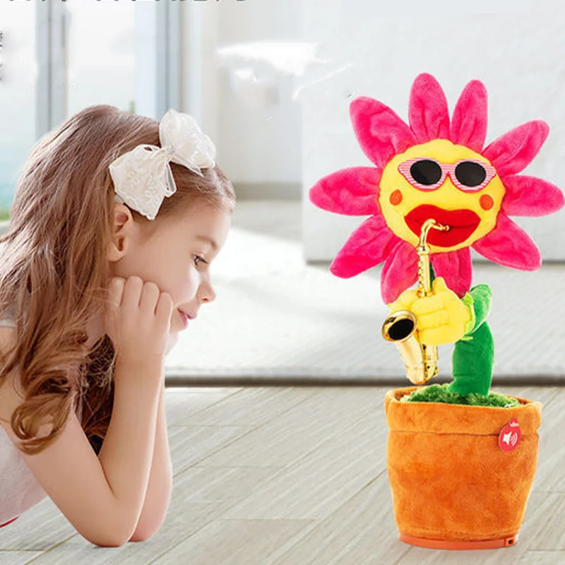Горячая Распродажа электрическая плюшевая кукла в виде подсолнуха 80 песен