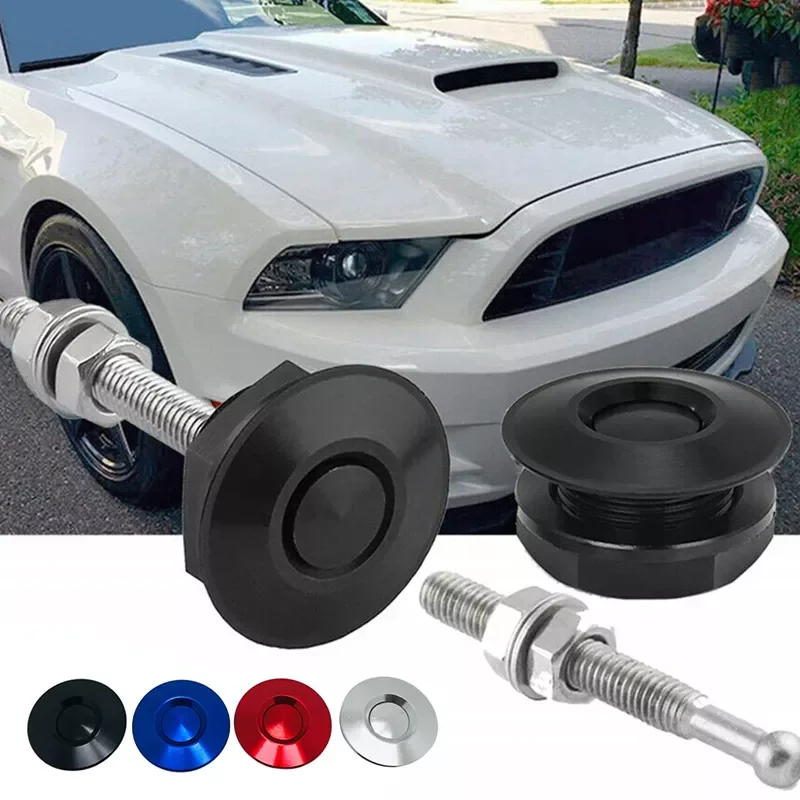 

32mm/1.25" Push Button Billet Hood Pins Lock Clip Kit Engine Bonnets Lock Aluminum Car Quick Latch