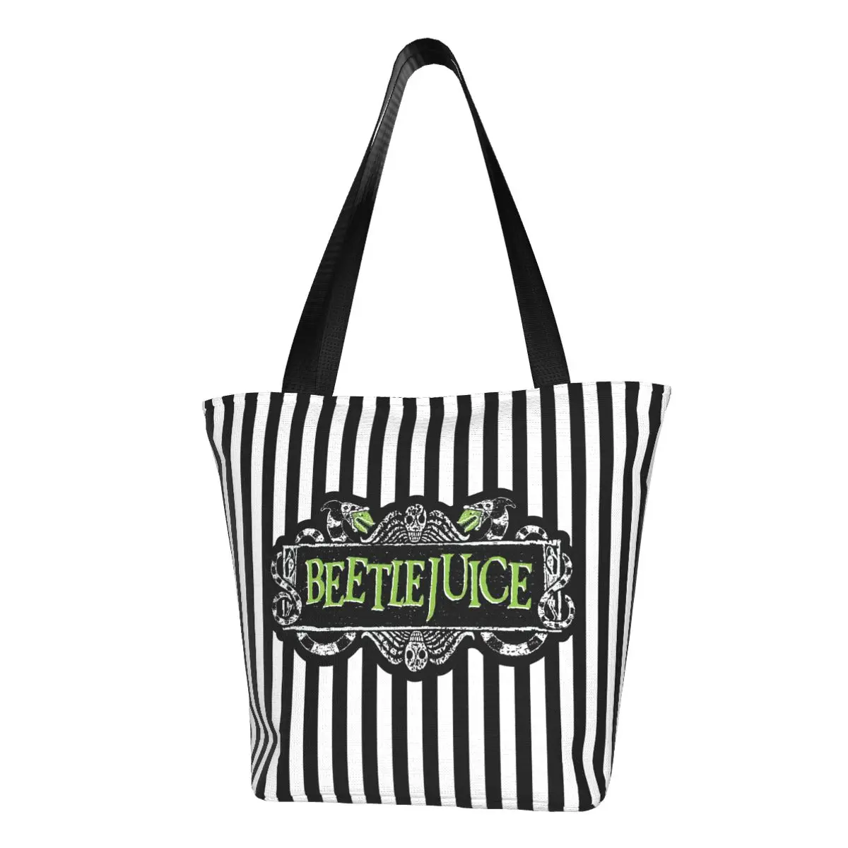 

Tim Burton Beetlejuice Groceries Shopping Tote Bag Women Cute Horror Movie Canvas Shopper Shoulder Bags Big Capacity Handbags