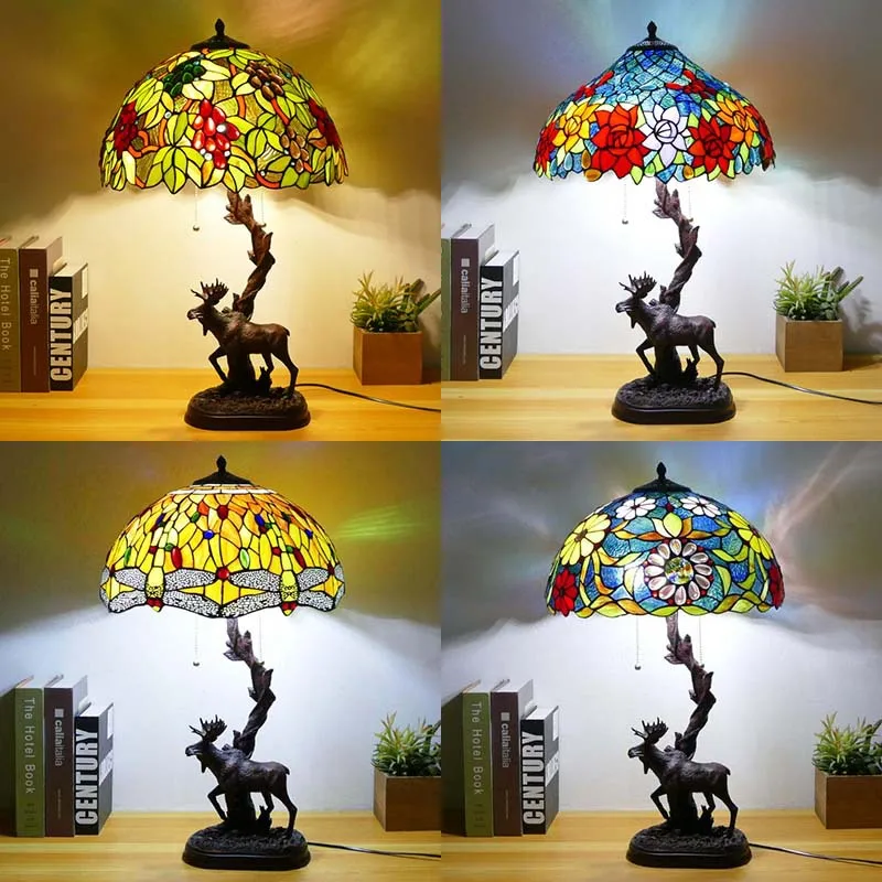 

New Elk Base Table Lamp American Vintage Villa Study Bedroom Bar 16 Inch Decorative Table Lamp