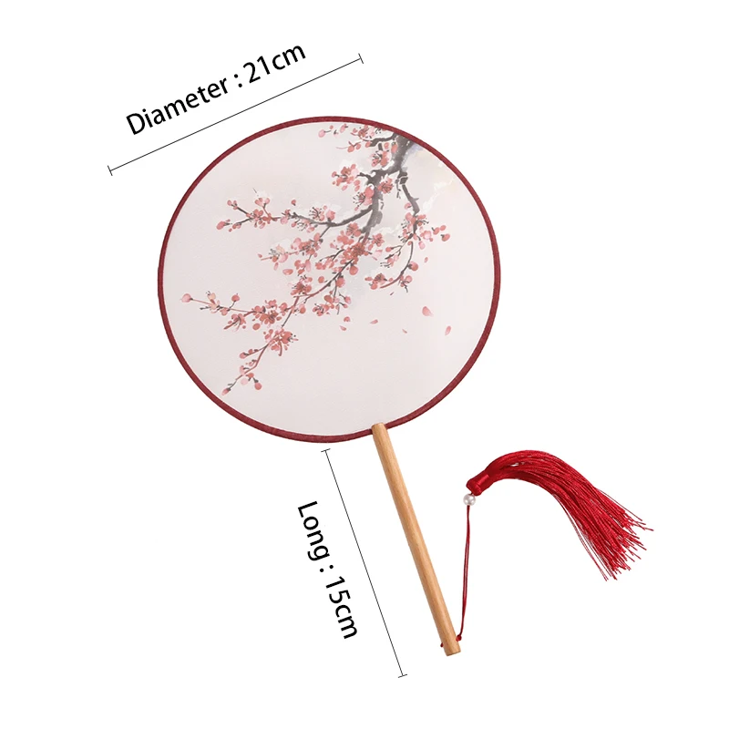 Китайский круглый Ручной Веер с винтажным принтом Шелковый веер древней