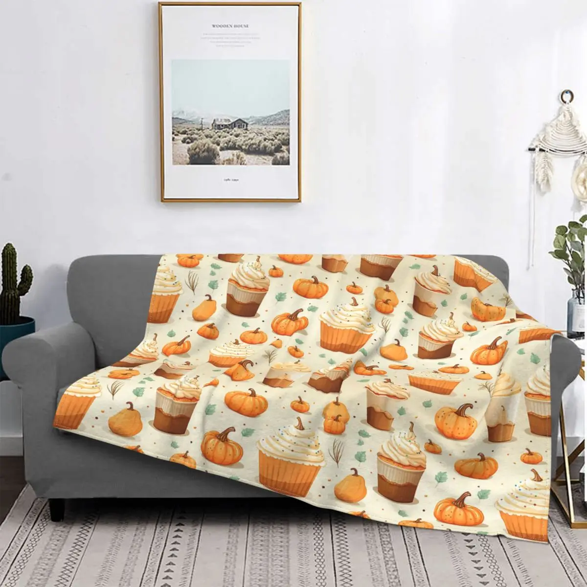

Pumpkin Spice Coffees Throw Blanket Modern Portable Camping Multi Style