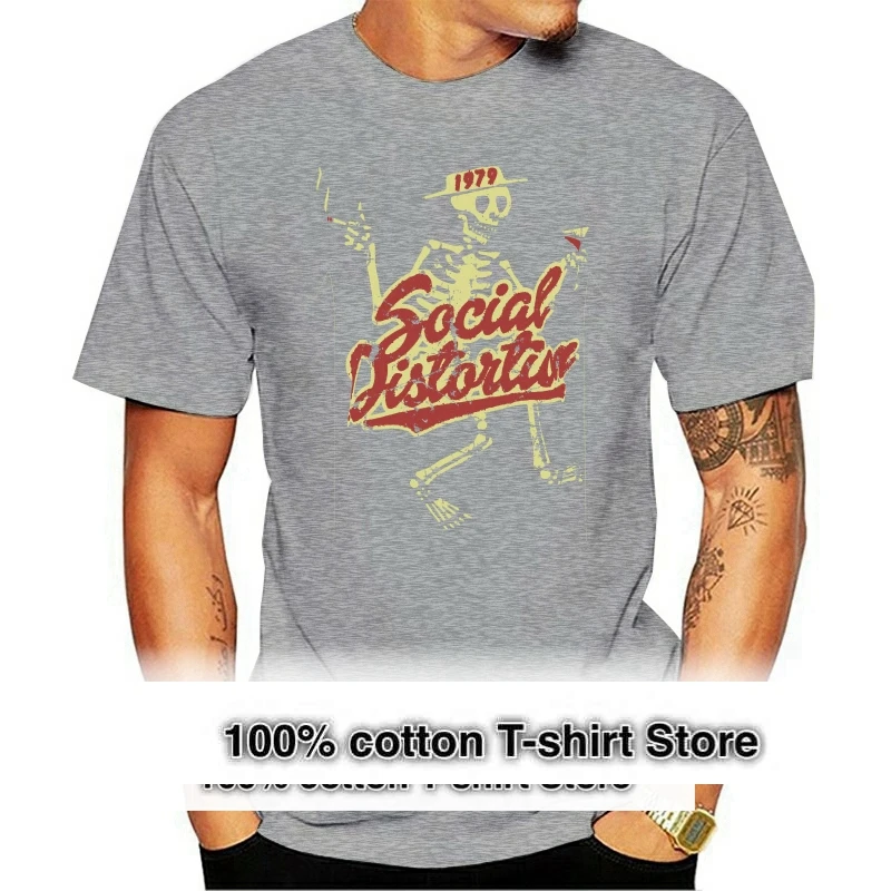 

Tshirt Homme 2021 New Mens Hip-hop Front Printed Social Distortion Graphic Crewneck T-shirt