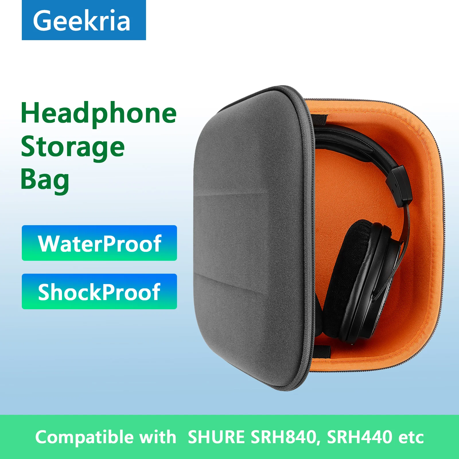 Geekria Headphones Case For Large-Sized Over Ear, For SHURE SRH840 SRH440, Portable Bluetooth Earphones Headset Bag For Storage enlarge