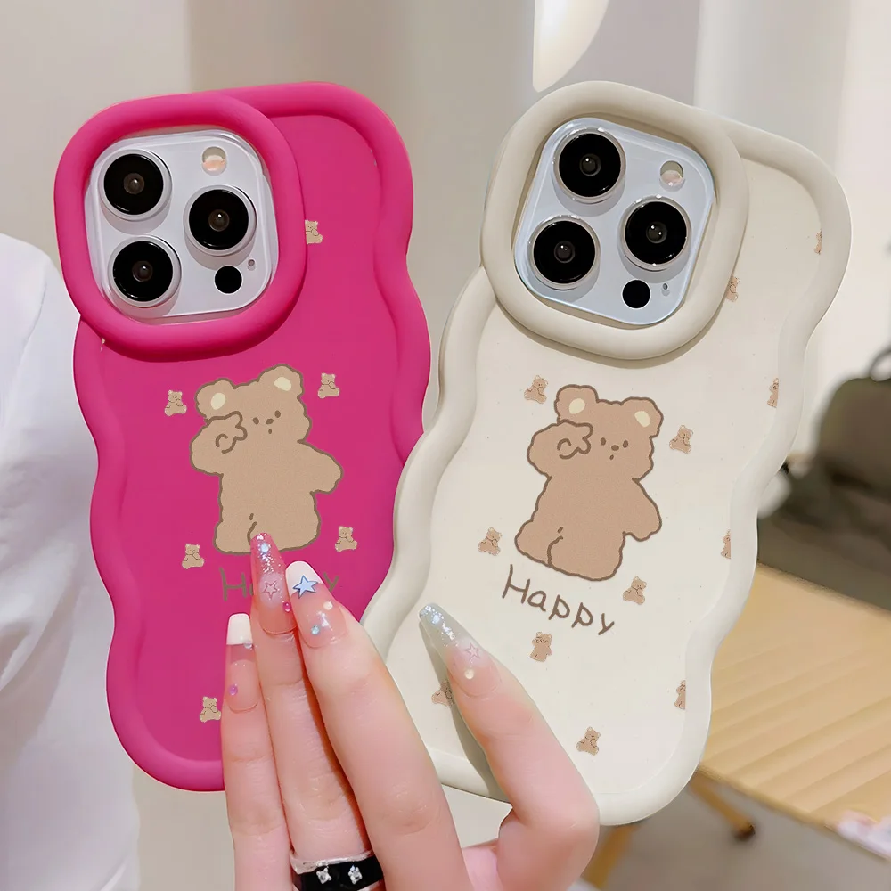 Силиконовый чехол для iPhone 11 13 14 15 12 Pro Max XR X XS 6 7 8 Plus SE 15pro 13pro с медведем кошкой