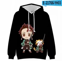 popular black 3d anime hoodies demon slayer hoodie menwomen unisex casual fashion boysgirls sweatshirts cartoon pullover coats