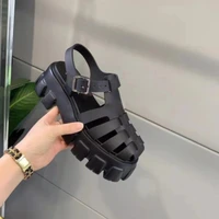 size 36 43 new fashion shoes women thick heel platform pu leather sandals for woman 2022 outdoor ins casual footwear