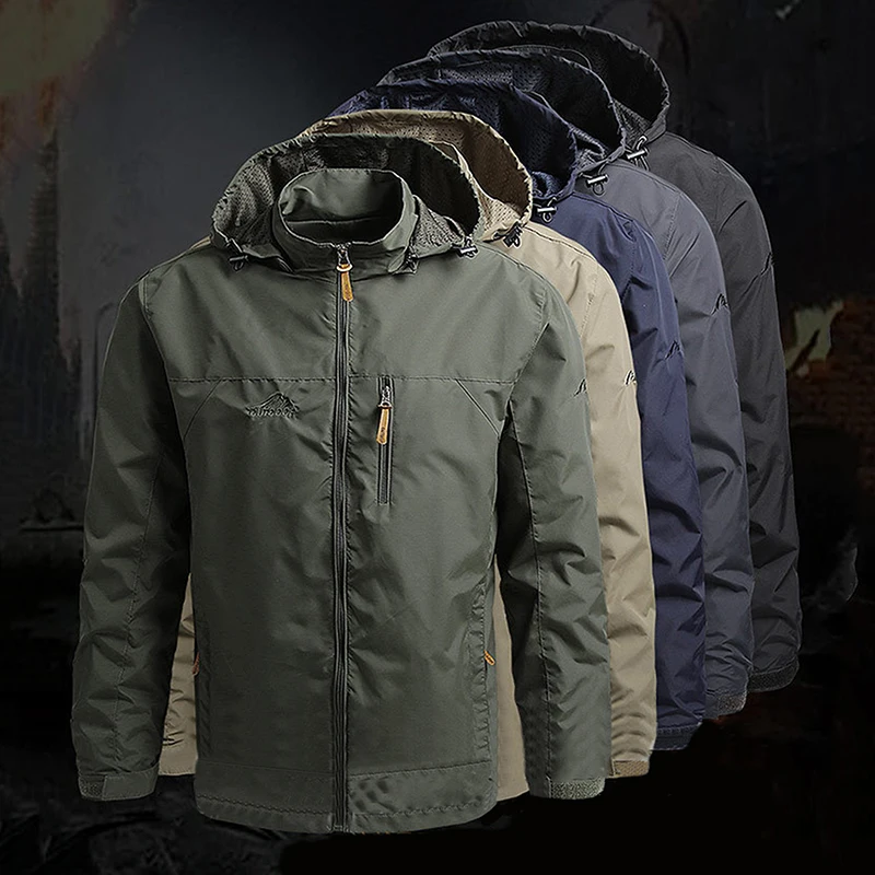 

Men Waterproof Jackets Hooded Coats Male Outdoor Outwears Windbreaker Windproof Spring Autumn Jacket Fashion Clothing Coat