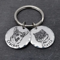 personalized pet portrait keychain pet lovers gift custom dog photo keychain cat photo keyring gift for her him memory gift