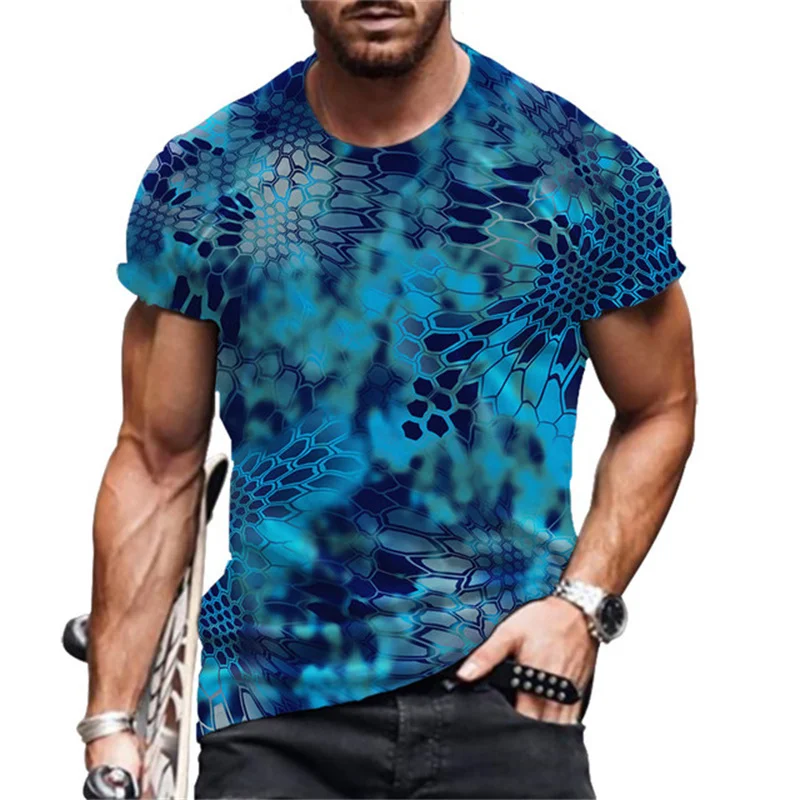 Summer Men's Camouflage 3d Print T -shirt Short Sleeves, Round Neck Casual Tops Loose And Breathable Street Clothing.