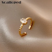 scalloped fashion oval zircon engagement ring for girls wedding party accessories women korean trend jewelry gift