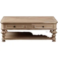 zq French American Style Solid Wood Retro Distressed Economy Square Coffee Table American Country