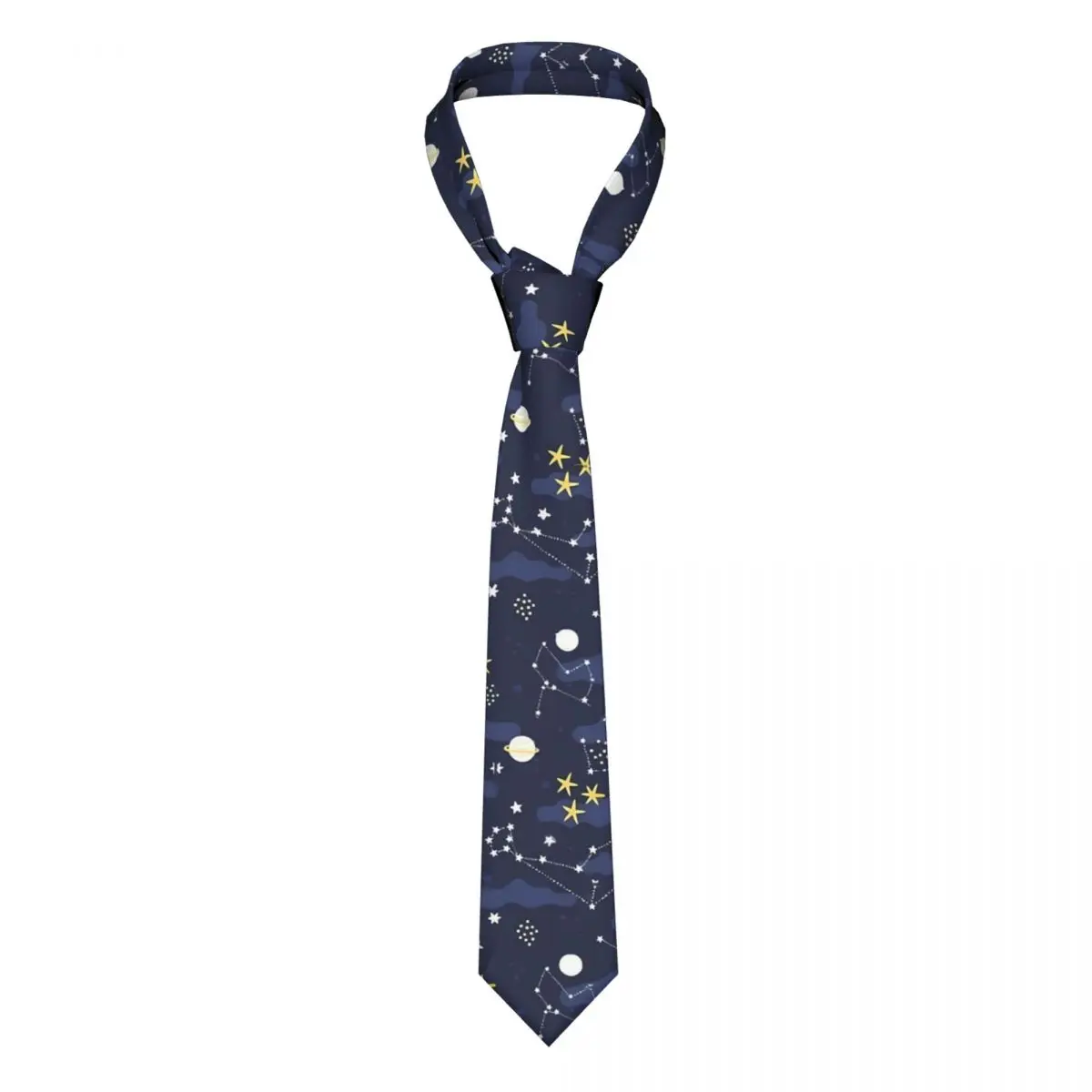 

Galaxy Astrology Tie Moon and Stars Polyester Silk Fashion Neck Ties Gift Office For Men Shirt Cravat
