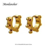 monlansher geometric round small beads hoop earrings stainless steel small earrings for women minimalist daily earrings jewelry