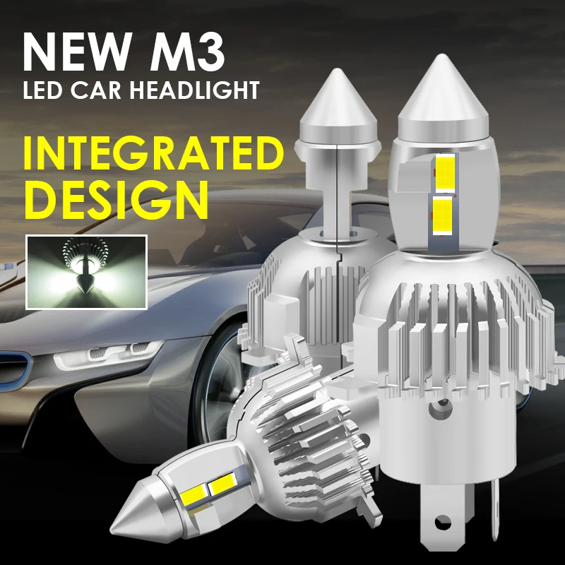 

EURS NEW M3 H4 LED Fighter Bulbs Auto Motorcycle Headlights 12V 24V 76W 6000K Super LED H4 Car Headlights Bulbs Lampada LED