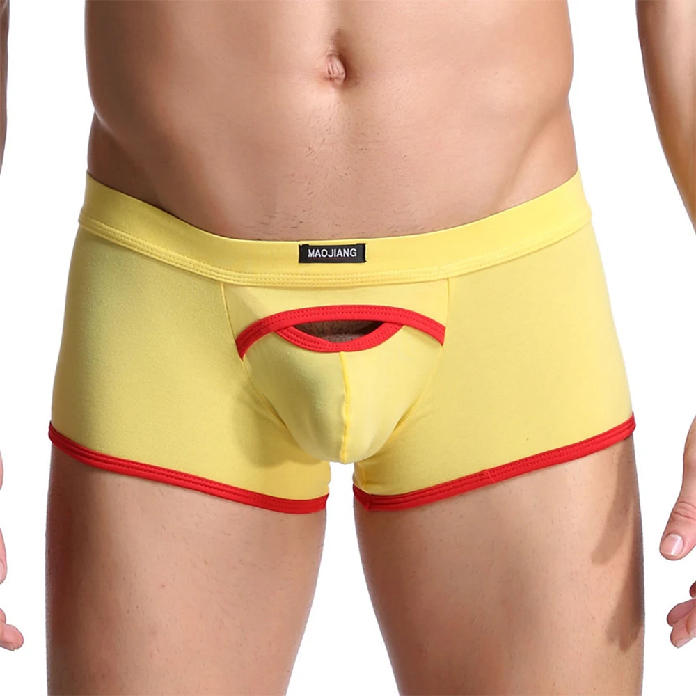 

Mens Bulge Pouch Boxer Breifs Hollow Out Large Bag Underpants Man Sexy Underwear Soft Cotton Sport Panties Mid Waist Panties