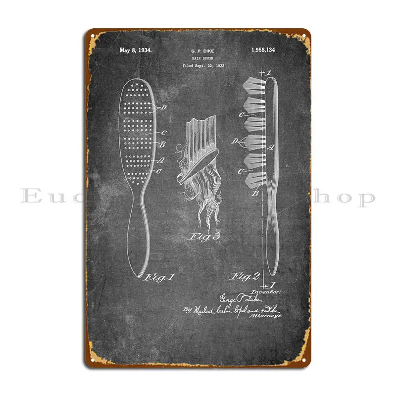 

Винтажный запатентованный металлический плакат Hairbrush, Настенный декор, настенная роспись, обычный кинотеатр, жестяной плакат