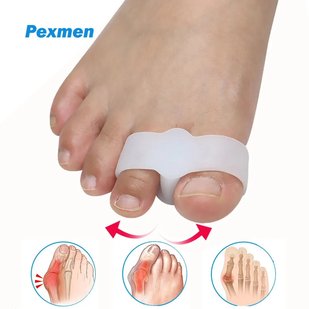 

Pexmen 2/4Pcs Soft Gel Bunion Corrector Toe Separators with 2 Loops Big Toe Spacer for Bunionette Overlapping Hammer Toe
