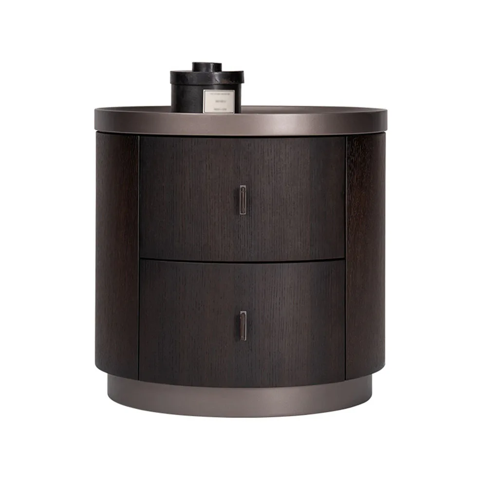 

Solid Wood Nightstands Bedroom Bedside Cabinet Smoke Circular Small Apartment Ultra-Narrow Storage With Drawers