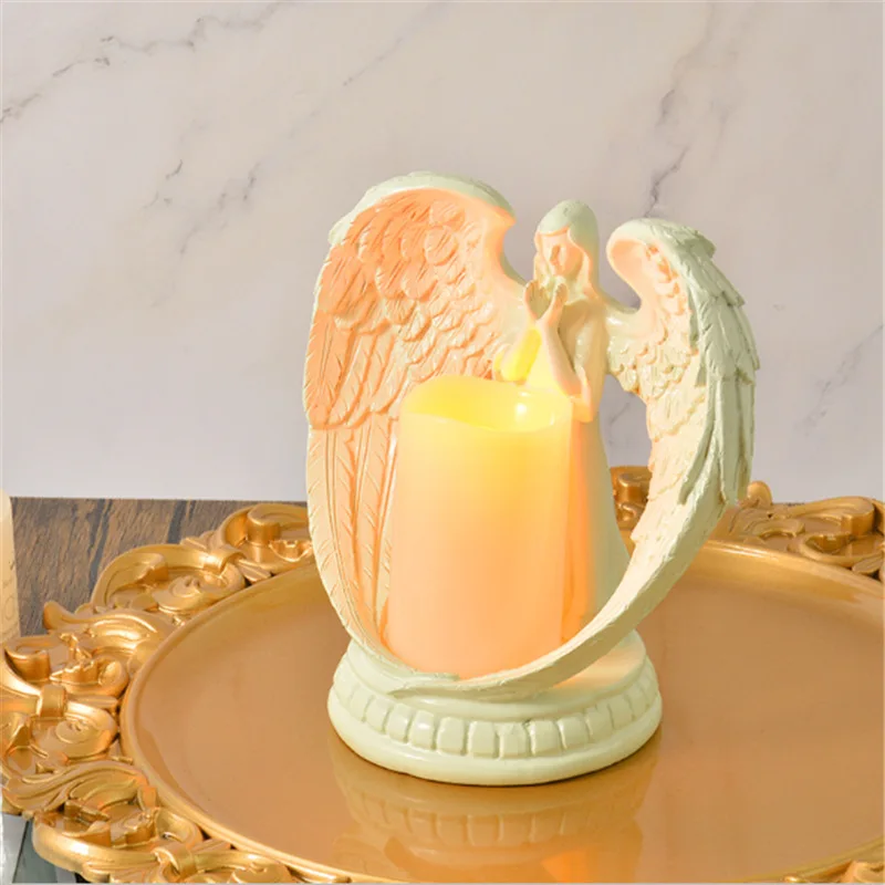 

Angel Candle Holder Christ Church Memorial Home Decor Modern Christian Religious Decoration Crafts Wedding Table Decoration m