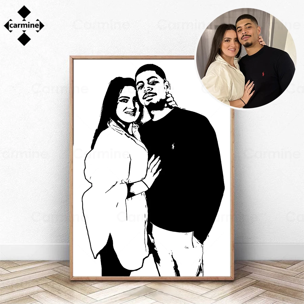

Personalized Painting Custom Canvas Portrait Line Painting Family Wall Poster Personalized Gift Couple Gift Print for Home Decor