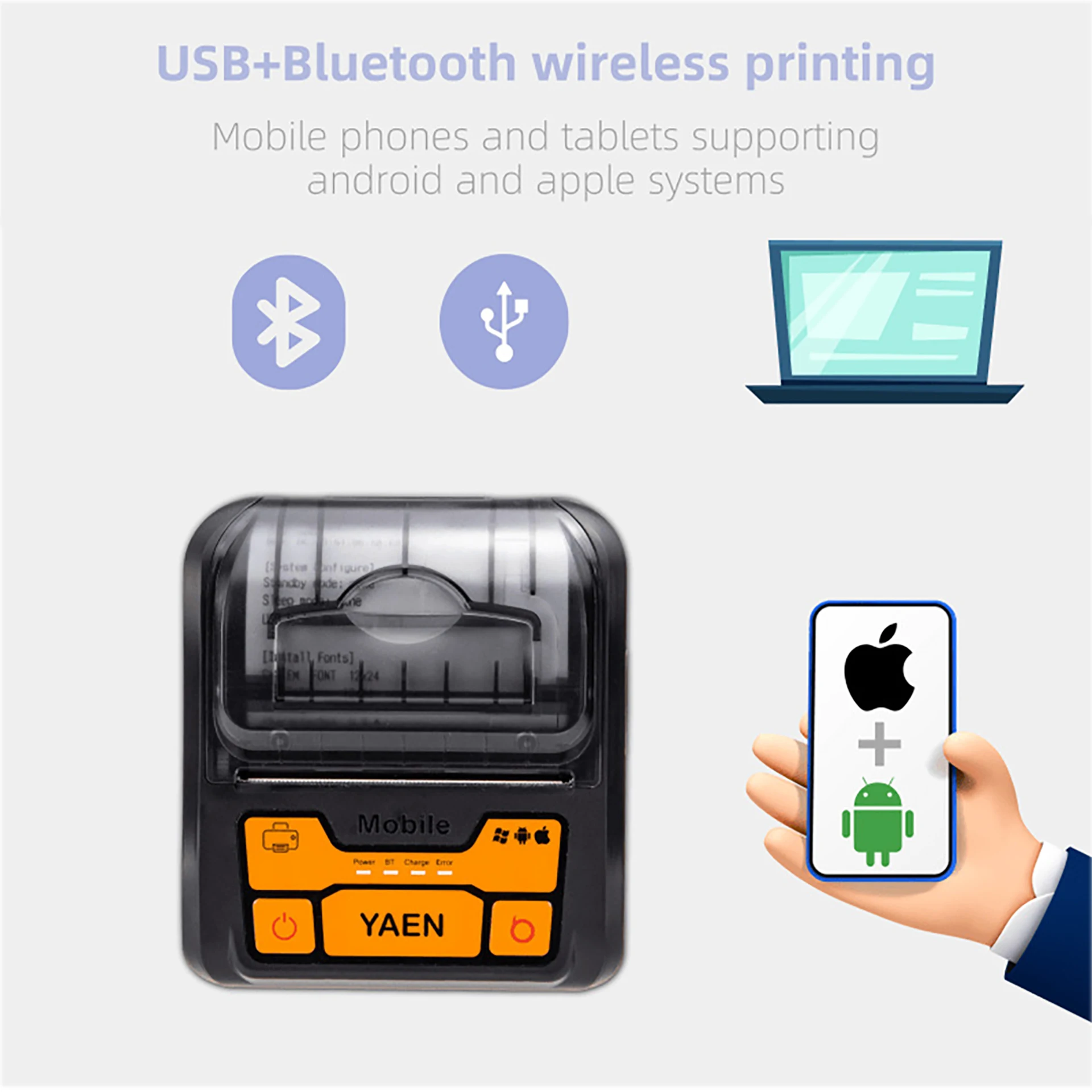 3 Inch 80mm Wireless Portable Bluetooth Thermal Printer Mobile Impresoras Pos Printing Machine For Android IOS Cellphone