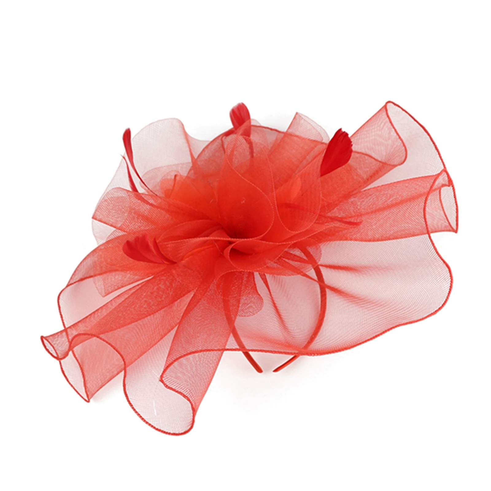 

Элегантная винтажная вуалетка с перьями и сетчатой вуалью и цветочным украшением