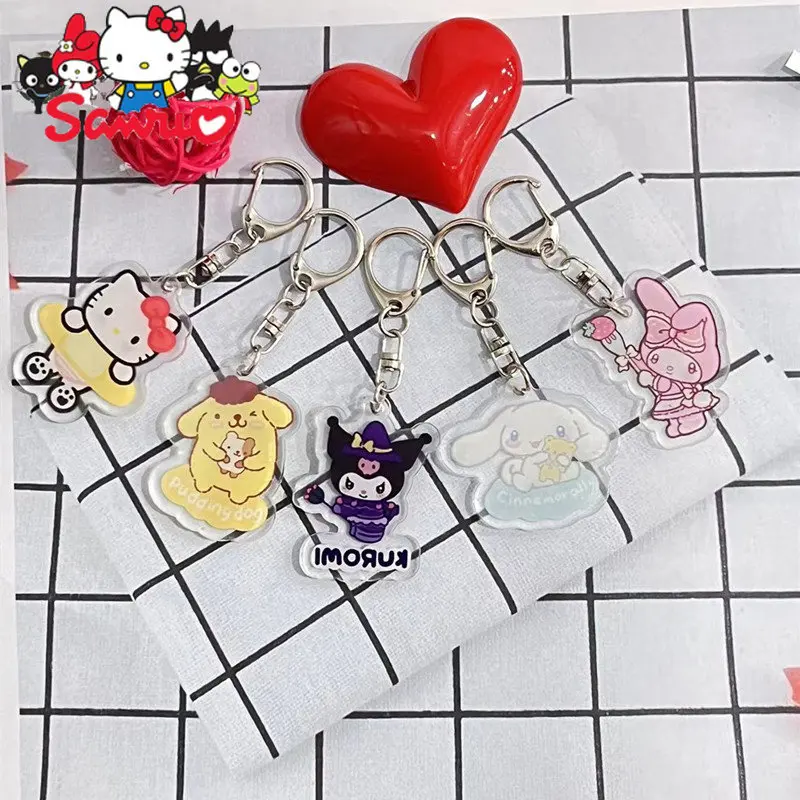 

New Sanrio Melody Kuromi Hello Kitty Cinnamoroll Small Pendant Cute Keychain Pendant Acrylic Bag Accessories Jewelry for Gift