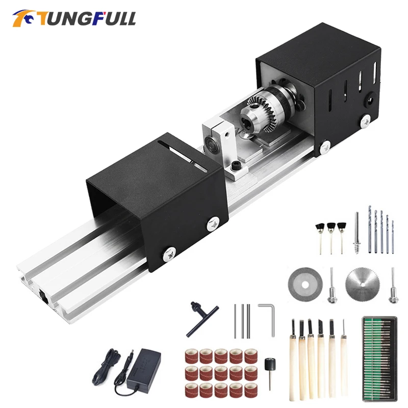 Мини токарный станок по дереву, машинка для полировки бисера, 12-24 В постоянного тока, 96 Вт, миниатюрный токарный станок с жемчугом Будды «сделай сам», деревообрабатывающее сверло, Вращающийся набор инструментов