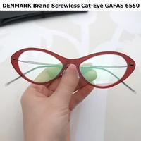 denmark brand titanium glasses frame men ultralight screwless cat eye eyeglasses 6550 women prescription optical reading eyewear