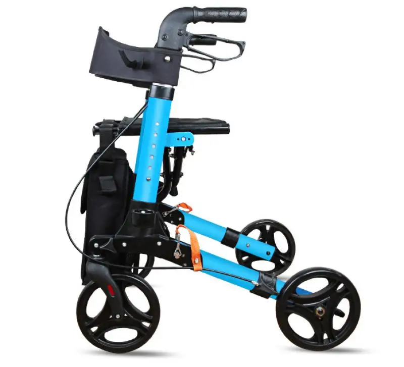 

Walker for Elderly Aluminum Alloy Folding Portable Elderly Walker Shopping Cart Trolley Rehabilitation Walking Walker