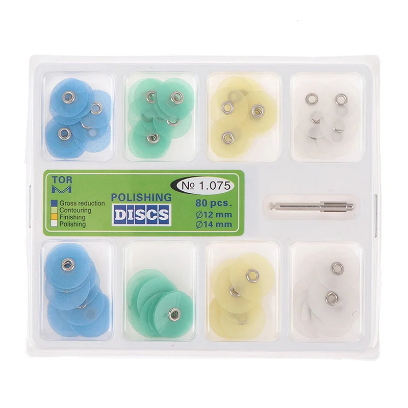

80Pcs/Box Dental Finishing and Polishing Discs Gross Reduction Contouring Mandrel Stripes Set Dental Materials Teeth Whitening
