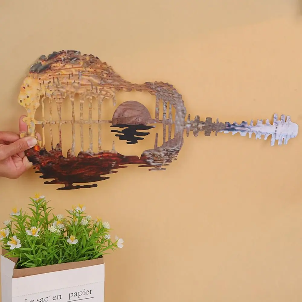 

Hanging For Indoor Exquisite Landscape Outdoor Garden Living Room Metal Art Decoration Crafts Wall Decor Guitar Pendant