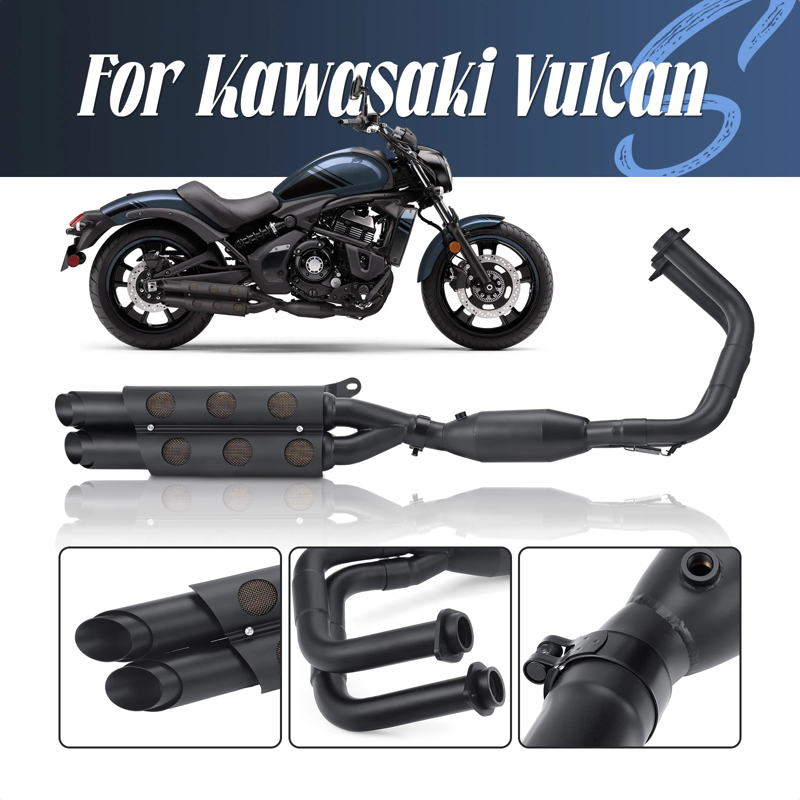 Выхлопная труба для мотоцикла, передняя Соединительная труба, подходит для Kawasaki Vulcan S650 650 s 650 S VN650, двойная труба