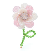 wulibaby acrylic flower brooches for women unisex 6 color beauty flower party office brooch pins gifts