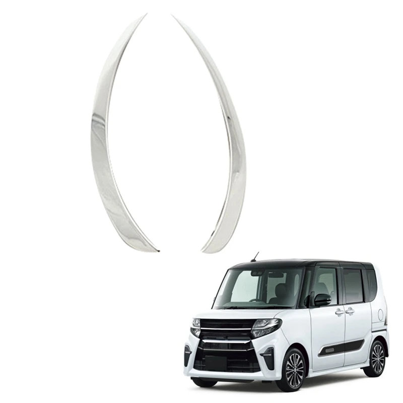 

Car Chrome Front Headlights Eyebrows Eyelids Cover Eyelash Head Light Lamp Stickers For Daihatsu LA650 Tanto 2022+