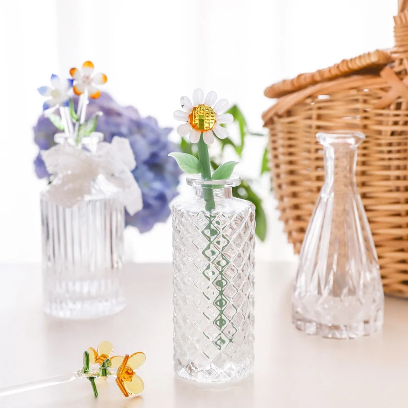 

Nordic INS Wind glass Vase Creative Transparent Living Room Decoration Hydroponic Vase Decoration Flower Arrangement Container