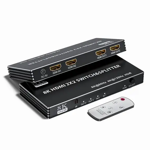 Сплиттер-переключатель HDMI 2,1 2x2,4K @ 120 Гц, сплиттер HDMI 2 в 2 выхода HDR HDCP 2,3 HDMI 2,1 переключатель 8K 60 Гц для Xbox Fire TV PS4